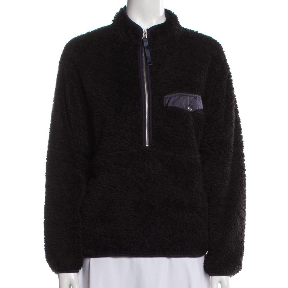 Anine Bing Sierra Sherpa Half-Zip Pullover – Black – Size Small
